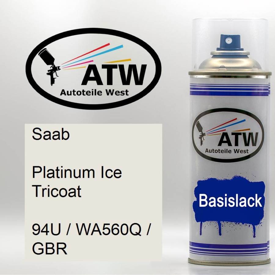 Saab, Platinum Ice Tricoat, 94U / WA560Q / GBR: 400ml Sprühdose, von ATW Autoteile West.